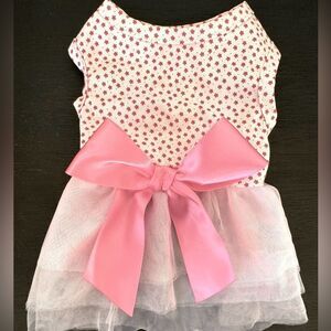 Pet Clothes| Pink Bowknot Vest Dress | Pink Tulle| dog/cat| size, xxs